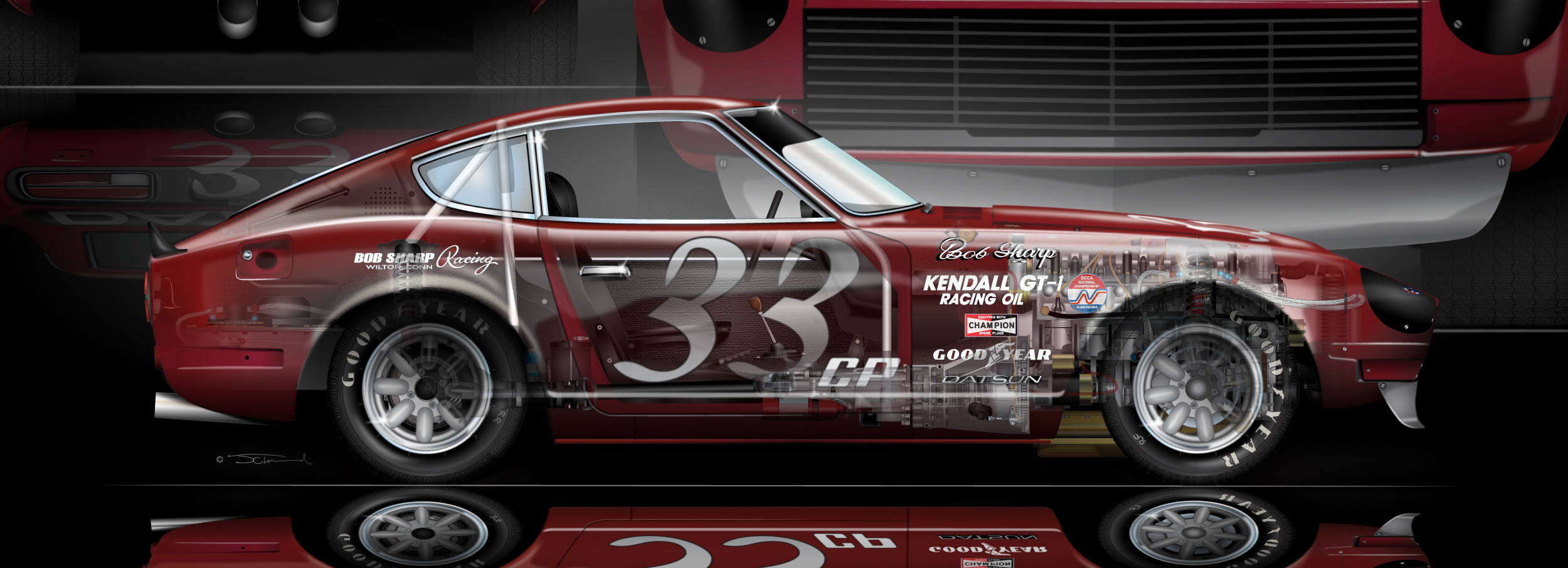 Bob Sharp Racing Datsun 240Z - Sports Car Art